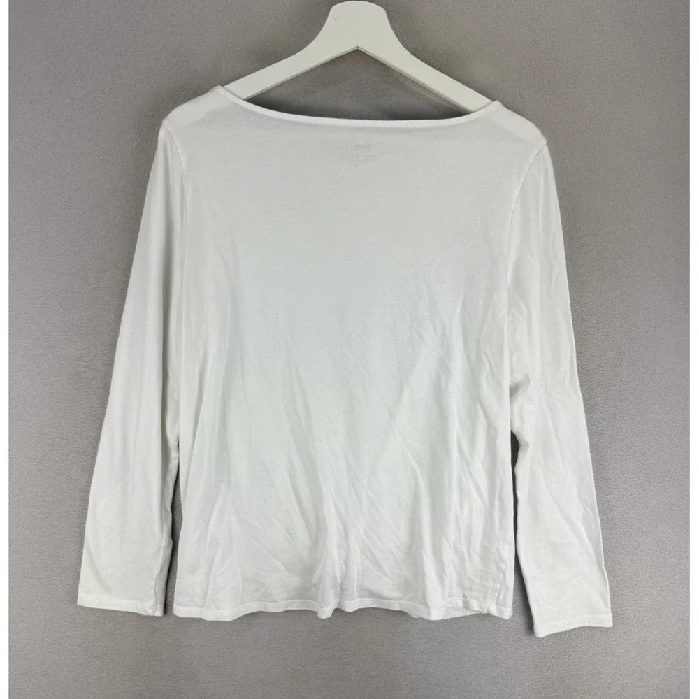 Pure Jill Women's Sz M White Scrunch Twist Front Boat Neck oft Kno Top - Picture 2 of 7